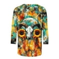 thumbnail image 6 of JTZGDY Western Shirts for Women Plus Size Ethnic Style Tops Plus Size 3/4 Lenght Sleeve Vintage Bleached Crewneck Tunic Tees Loose Oversied Graphic Tshirt Tops Multicolor#08 XL, 6 of 6
