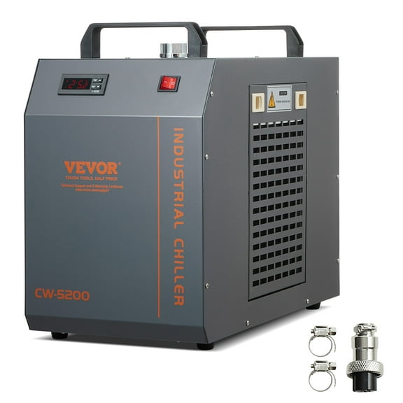 VEVOR Industrial Water Chiller,CW-5200,Industrial Water Cooler Cooling System with Built-in Compressor 7L Water Tank Capacity 13 L/min Max Flow Rate, for CO2 Laser Engraving Machine Cooling Machine