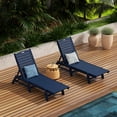 thumbnail image 2 of WestinTrends Malibu Outdoor Chaise Lounge Set of 2, All Weather Poly Lumber Patio Pool Lounge Chair with 5 Posistions Backrest, Navy Blue, 2 of 9
