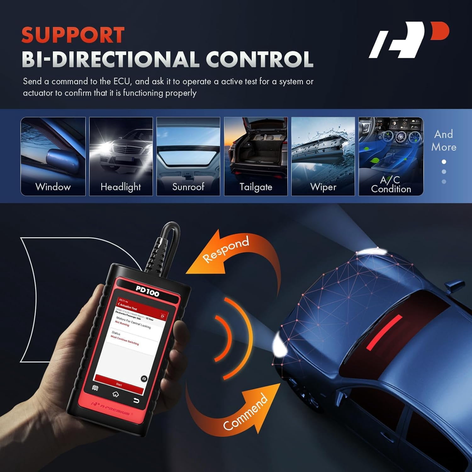 A-Premium 2024 PD100B for BMW/Mini Full System OBD2 Scanner Diagnostic Tool, Bi-Directional Code Read Scan Tool, Full Reset (BMS/ABS/Oil/SAS/EPB), Battery Registration Tool, Live Data, Android 6.0