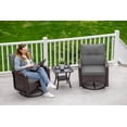 thumbnail image 6 of ALAULM 3 Pieces Patio Furniture Set, Outdoor Swivel Gliders Rocker, Wicker Patio Bistro Set with Rattan Rocking Chair for Porch Deck Backyard (Gray), 6 of 11