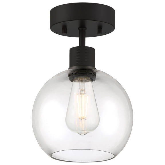 63148LEDDLP-MBL/CLR Access Lighting Port Nine - 9W 1 LED Semi-Flush Mount In Transitional Style-12 Inches Tall and 7.5 Inches Wide-Matte Black