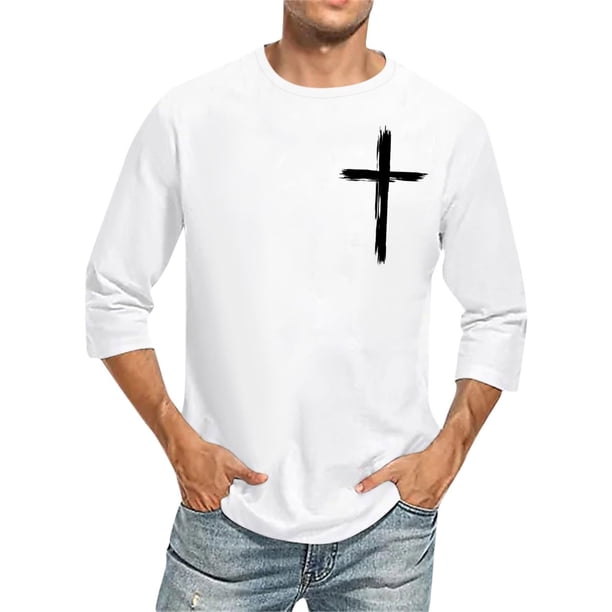 Camisas de Manga Larga para Hombres Imprimir Casual Cuello Redondo Blusa de Manga Corta, Camisas de Lino para Hombres
