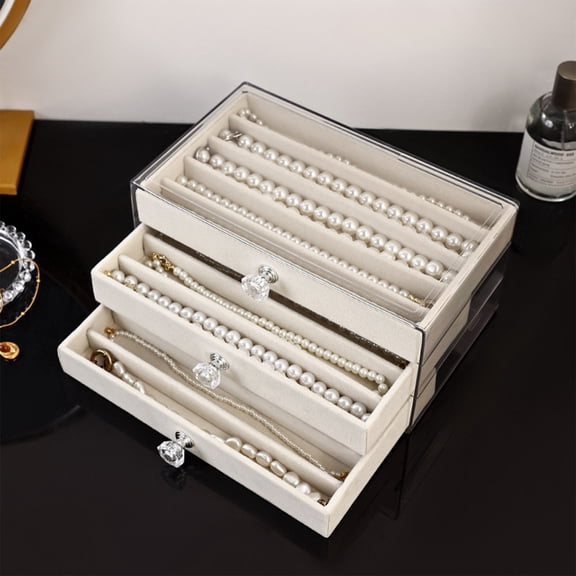 JilgTeok 1 Packs Drawer Multifunctional Dustproof Stackable Jewelry Box Simples Display Premium Jewelry Organizer Holder for Ring Stud Earring Necklace