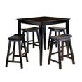 thumbnail image 5 of Black Finish 18-inch Height Saddle Seat Stools Set of 2pc Solid Wood Casual Dining Home Furniture, 5 of 5