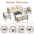 thumbnail image 4 of MRUAKA 5-Piece Outdoor Patio Conversation Set, Metal Frame Furniture Sofa with Armchairs & Coffee Table, Weather-Resistant Cushions for Balcony, Deck, Poolside Beige, 4 of 9