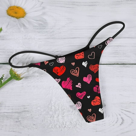 

〖Roliyen〗Thongs For Women Floral Print Comfort Soft G-String T-Back Low-Rise Panties Underpants Women S Women S Panties