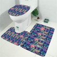 thumbnail image 2 of Green Blue Butterfly Pink Purple Pattern Bathroom Rugs Sets 3 Piece,Toilet Cover Set,Absorbent Non Slip Bathroom Mats Sets with U-Shaped Contour Rug Toilet Rug Set, 2 of 5