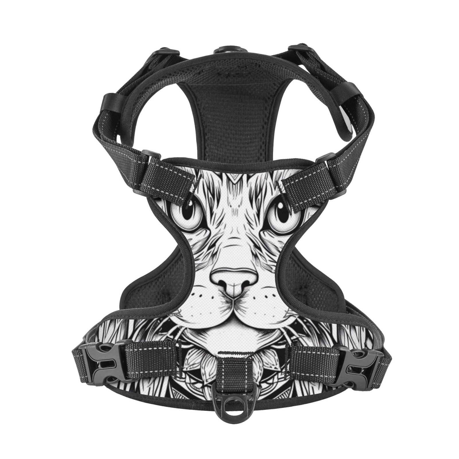 Picia Intricate Cat Mandala No-Pull Dog Harness Reflective Front Clip Vest with Handle,Step-in Air Dog Harness,Adjustable 2 Metal Rings 4 Buckles,Easy to Put on & Take Off Small