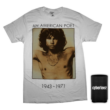 Doors T-Shirt Jim Morrison American Poet White T-Shirt + Coolie (L)