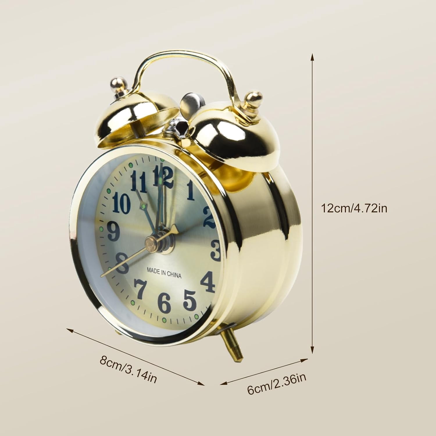Yannee Horseshoe Mechanical Gold Alarm Clock Manual Wind Up Vintage Metal Clock Cute