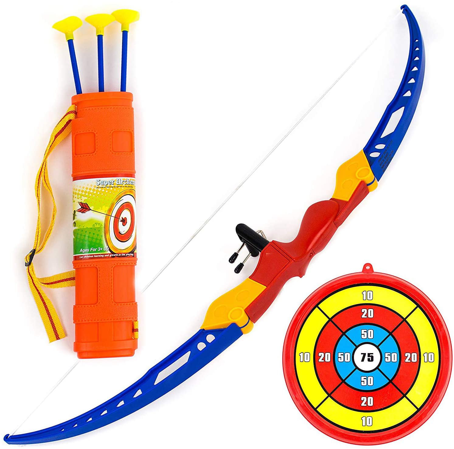 Target & Shoulder-Strapped Quiver Sport Series Bow and Arrow Set for Kids Boys and Girls Indoor and Outdoor Toys LED Light Up Archery Toy Includes 10 Suction Cup Arrows 