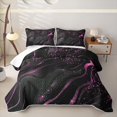 thumbnail image 2 of Erosebridal Black Pink Marble Twin Quilt Set for Women Men, Twinkle Abstract Ombre Twin Coverlet Set, 2-Piece, 2 of 7