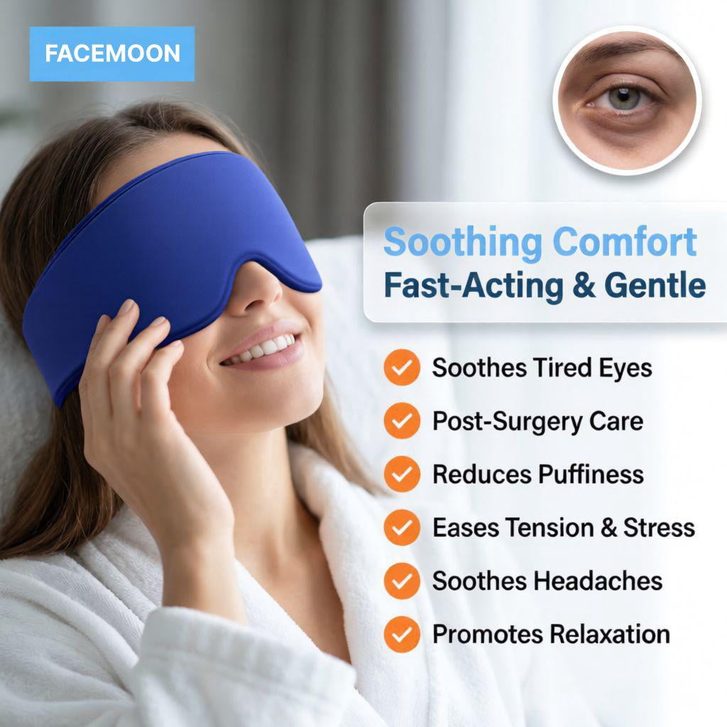 FACEMOON Reusable Cooling Gel Sleeping Eye Mask, Cold Compress for Puffy Eyes & Dark Circles, Flexible Ice Pack