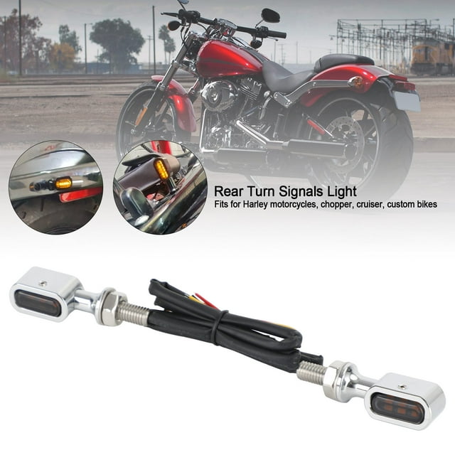 LED Rear Mini Turn Signal Indicator For Sportster Touring Dyna Chrome Smoke