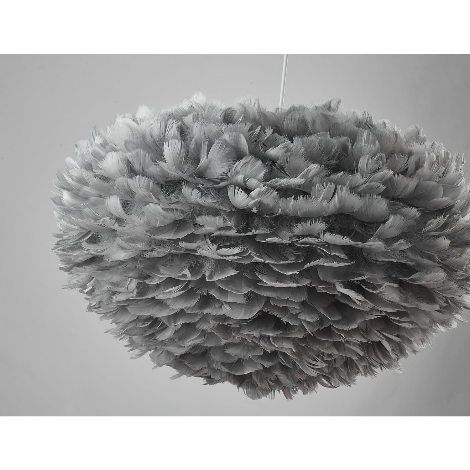 Bethel Light Grey Goose Feather Ball Ceiling Fixture With White Iron Frame