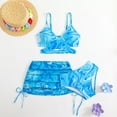 thumbnail image 3 of Laipiong Girl's 3 Piece Swimsuits 2026 Summer Beach Novelty Printed Criss Cross Bathing Suit with Cover Up High Waisted Beach Bikini Sets, 3 of 3
