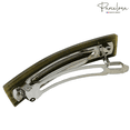 thumbnail image 6 of Parcelona Oblong Grey Beige 3.5 Inch Celluloid Automatic Hair Clip Hair Barrette, 6 of 7
