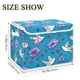 thumbnail image 3 of Large Collapsible Storage Box Flip Lid Fabric Decorative Organizer Container Basket with Handles 16.5×12.6×11.8in Cute Doves and Envelopes, 3 of 7