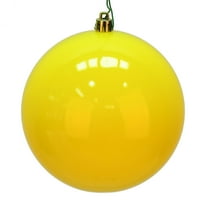 Vickerman 6" Yellow Shiny Ball Ornament, 4 per Bag