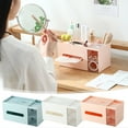 thumbnail image 4 of InsCrazy Clearance, Desktop Tissue Box Holders with Compartments Desktop Organizer Holders for Remote, Pen, Phone Desktop Storage Bathroom Organizers and Storage, 4 of 7