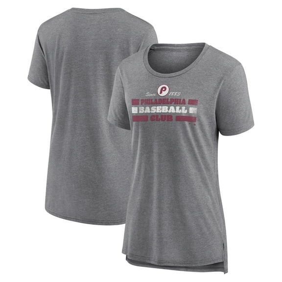 Women's Gray Philadelphia Phillies Power Swing Tri-Blend T-Shirt