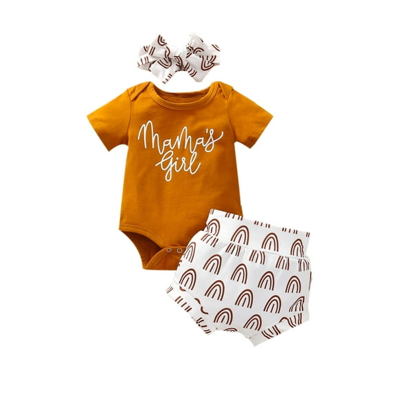 Gureui Newborn Infant Baby Girl Outfit Summer Short Sleeve Romper Jumpsuit Floral Pant Shorts with Headband 3Pcs Clothes Set
