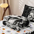 thumbnail image 6 of Homewish Halloween Skull Zipper Twin Comforter Sets with Fitted Sheet and 2 Pillowcases,Retro Sunflowers Zipper Bedding Set,Gray Black,Halloween Reversible,4pcs, 6 of 8