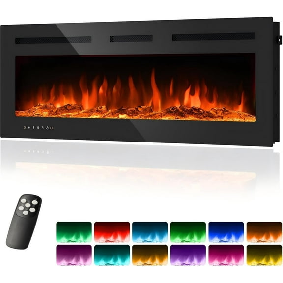 XUTUMM 60-inch Ultra-Thin Built-in/Wall-Mount Electric Fireplace with WiFi & Voice Control, 13 Color Flame Effects, 2 Heat Settings, Remote & Smart App for Alexa & Google Home