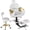 White-Gold, variant on KIGOTY Pedicure Chair with Massage Foot Bath, Hydraulic Foot Chair for Foot Bath Pedicure Chair 360° Rotation with Decorative Pillow, Height Adjustable Pedicure Unit Station, Black-Gold