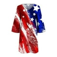 thumbnail image 4 of Edvintorg 4Th Of July Womens Summer Dresses Plus Size Women's Casual Beach Dress Fashion V-Neck Print 3/4 Sleeve Fold Mini Dress, 4 of 5