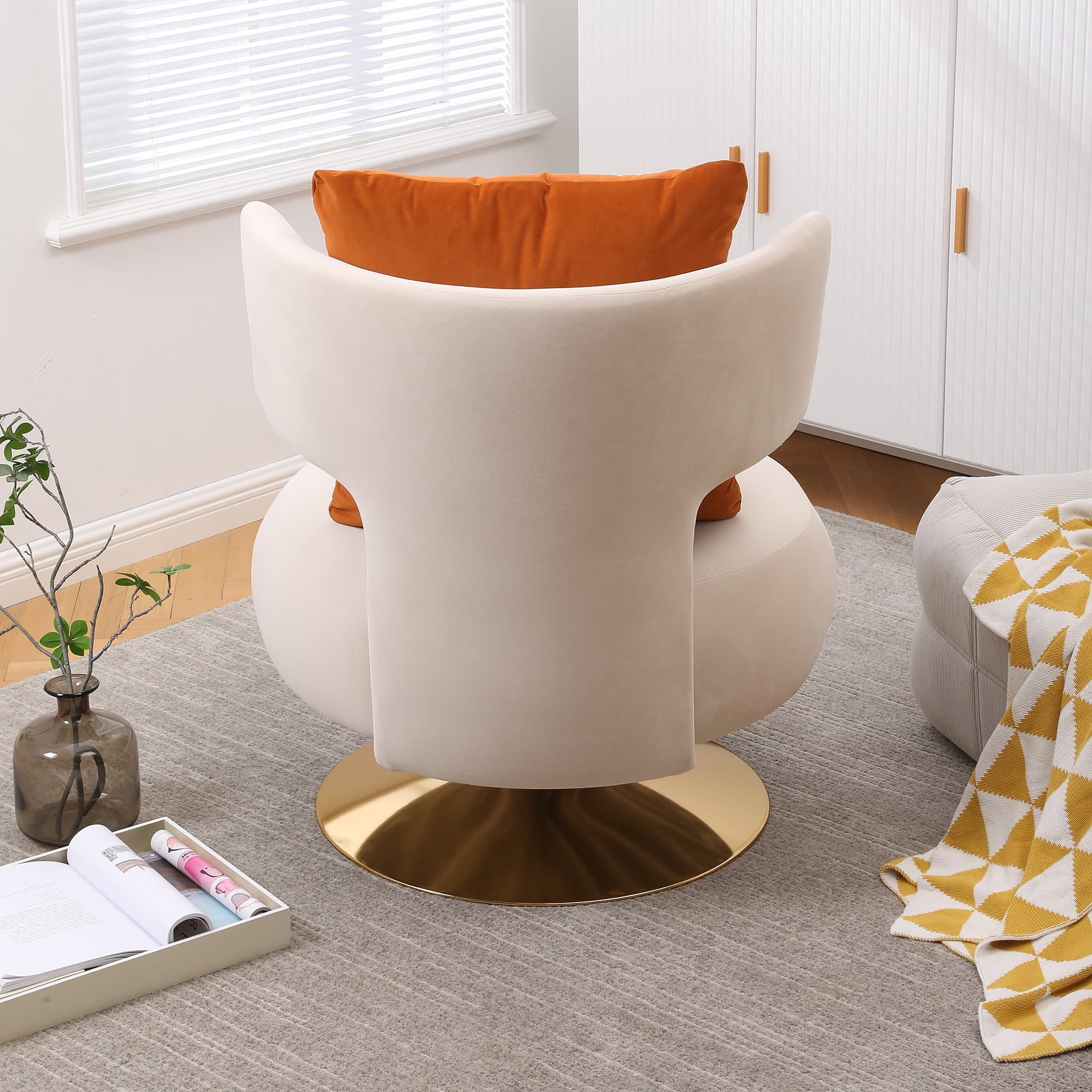 Resenkos Upholstered Leisure Accent Chair with Golden Metal Base for Nursery, Living Room, Bedroom, Beige Resenkos Upholstered Leisure Accent Chair with Golden Metal Base for Nursery, Living Room, Bedroom, Beige