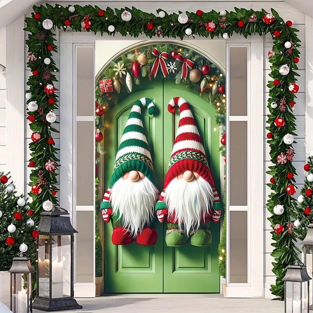 Vaidha 35x71 Inch Christmas Door Cover | Holiday Door Curtain with Festive Patterns | Polyester Door & Wall Decoration for Christmas Party & Home Decor