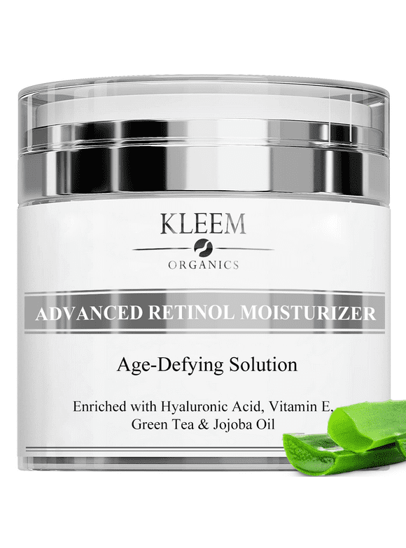 KLEEM ORGANICS Retinol Moisturizer - Anti Wrinkle Cream to Reduce Wrinkles, Dark Spots and Sun Damage - Best for Face, Neck & Dcollet with 2.5% Retinol and Hyaluronic Acid -Best Results in 6 Weeks