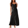 thumbnail image 2 of INSPIRE CHIC Women's Sleeveless Camisole Pajamas V Neck Sleepwear Lace Trim Lounge Maxi Nightgowns S Black, 2 of 6