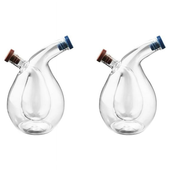 2X Kitchen Two-In-One Oil Dispenser Vinegar Cruet Olive Can Quality Oil Pourer Condiment Dispenser Bottle
