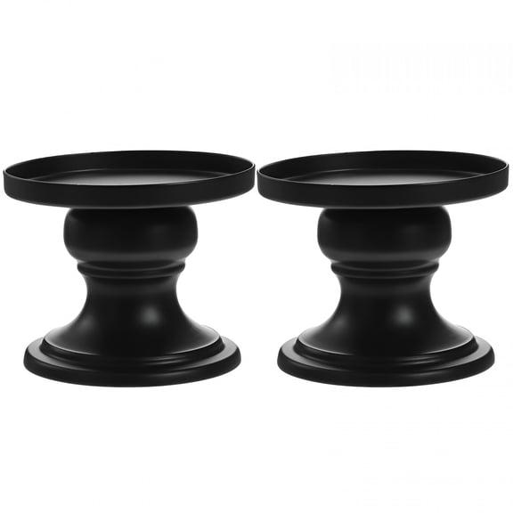 ACDANC 2 Pcs Black Metal Candle Holders Pillar Candle Holders Candlestick Candle Holders for Home