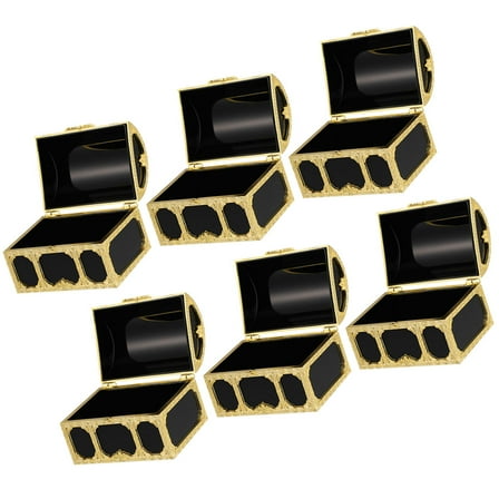 HEMOTON Black Plastic Candy Boxes for Party Gifts and Wedding Favors with Treasure Chest Design 6pcs