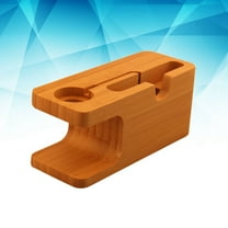 HEMOTON Bamboo Wood Charging Station 2 in 1 Cell Phone Docking Stand Organizer for and Orange