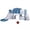 Blue + White, variant on Costway All in 1 Toddle Slide Playset Freestanding Kids Slide with Tunnel, Basketball Hoop Blue and White
