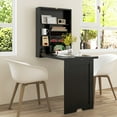 thumbnail image 4 of Gymax Bureau d'Ordinateur Mural Convertible, Bureau Flottant avec Bibliothèques de Rangement, Noir, 4 of 10