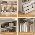 thumbnail image 6 of Homieasy Freestanding Closet System Set - 3-Pack with 3 Wood Drawers Each,With Hanging Rod & Shelves, 24"L x 15"W x 80"H, White Oak, 6 of 8