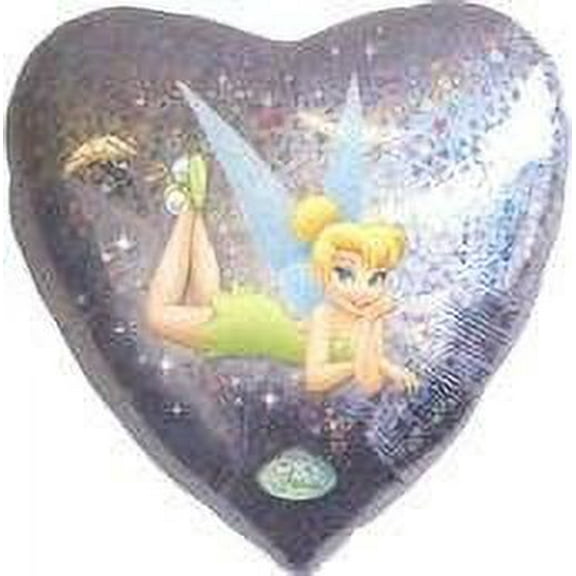 18 TINKER BELL HOLOGRAPHIC Heart Balloon Party Supplies Decorations Foil Mylar Balloon