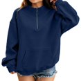 thumbnail image 3 of Abcomgle Girls Half Zip Sweatshirt 7-8 Oversized Long Sleeve Pullover for Kids Cute Fashion Fleece Girls Half Zip Sweater with Pockets, 3 of 6