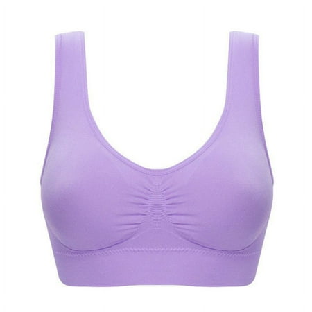 

Clearance Promotion Fashion New Double Layer Large Size Seamless Rimless Vest Style No Trace Sports Bra light purple 2XL
