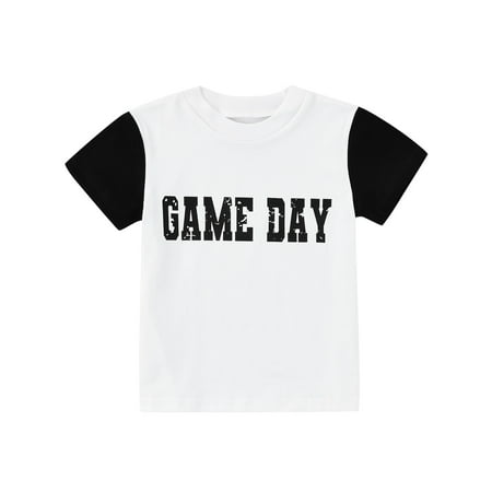 

Kiapeise Toddler Baby Girls Boys Summer T-Shirts Casual Short Sleeve Letter Print Round Neck Loose Fit Tops