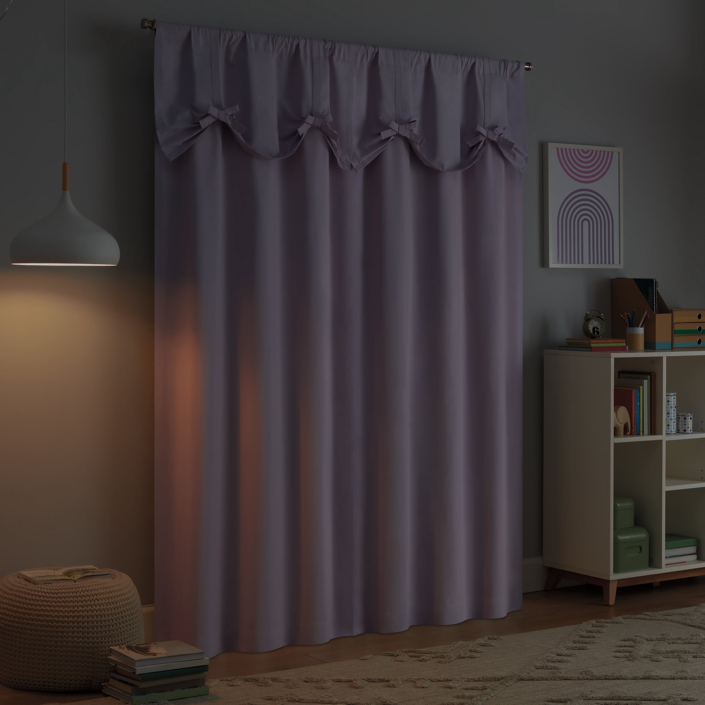 Eclipse Kids Bow Tie Up 100% Blackout 63" long x 40" wide Curtain panel in Pink