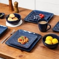 thumbnail image 3 of Blue Ceramic Square Plates Set of 6 - Large Porcelain 10 Inch Dinner Plates for Steak Pasta Pizza - Microwave and Dishwasher Safe, 3 of 8