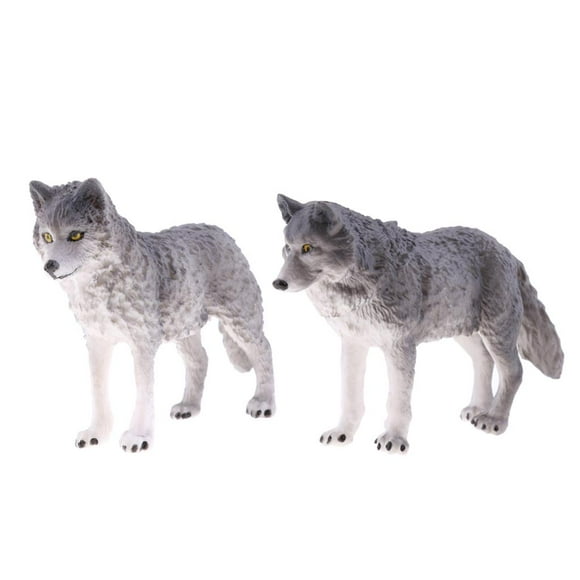 2 Piezas de Animales de Silvestre Realistas Modelo de Gris Juguete Educativo Macarena Estatua de animal realista