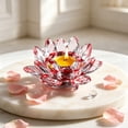 thumbnail image 2 of Crystal Lotus Tealight Candle Holder - Glass Tea Light Candlestick, Clear Crystal Figurine Ornament for Home, Office, Christmas, Halloween Decoration, 2 of 7